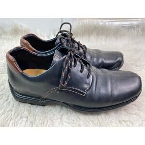 Cole Haan Zeno Men's Size 8 Black Leather Lace Up Square Toe Comfort Shoes